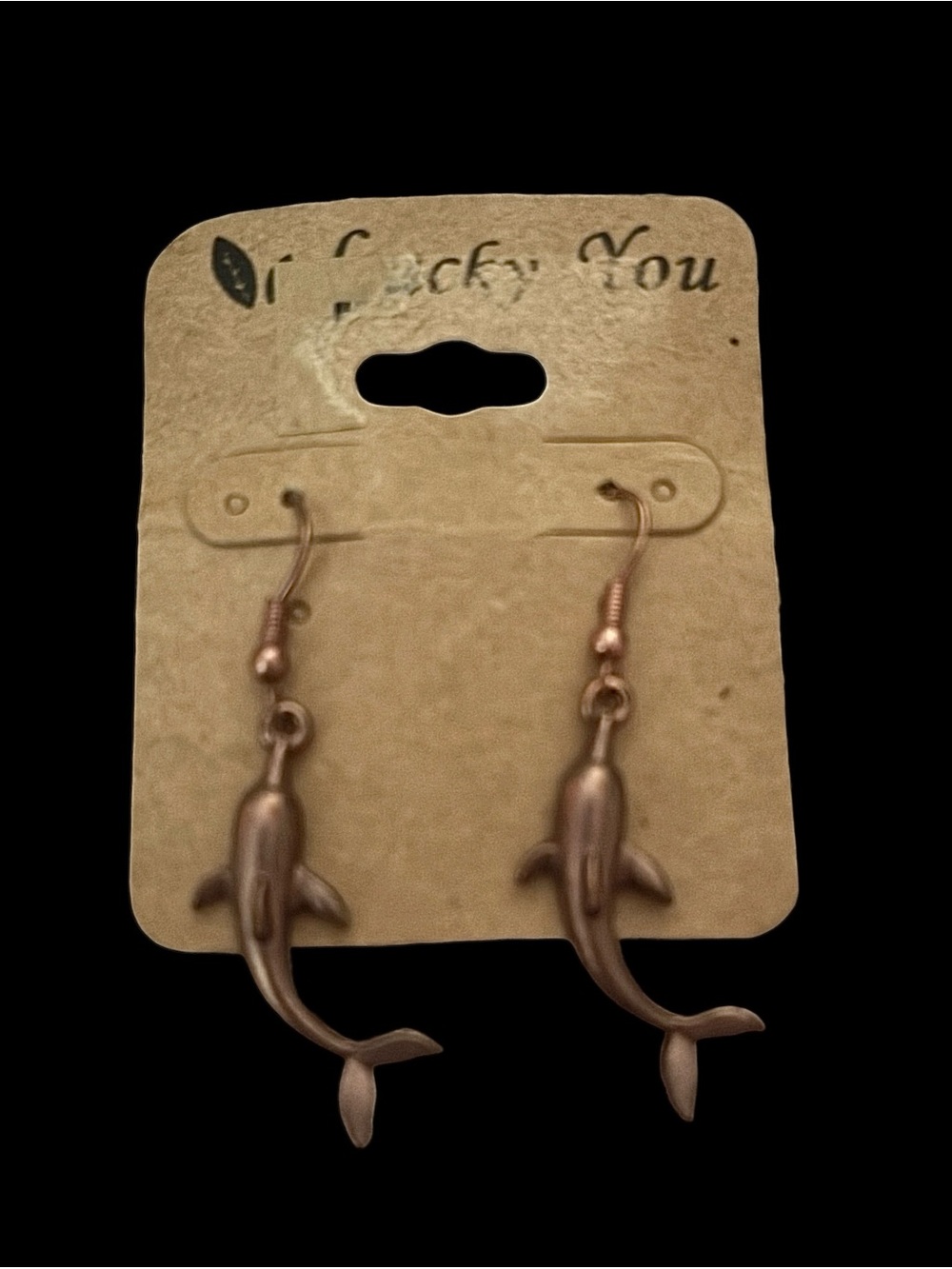 Copper tone dolphin dangle earrings